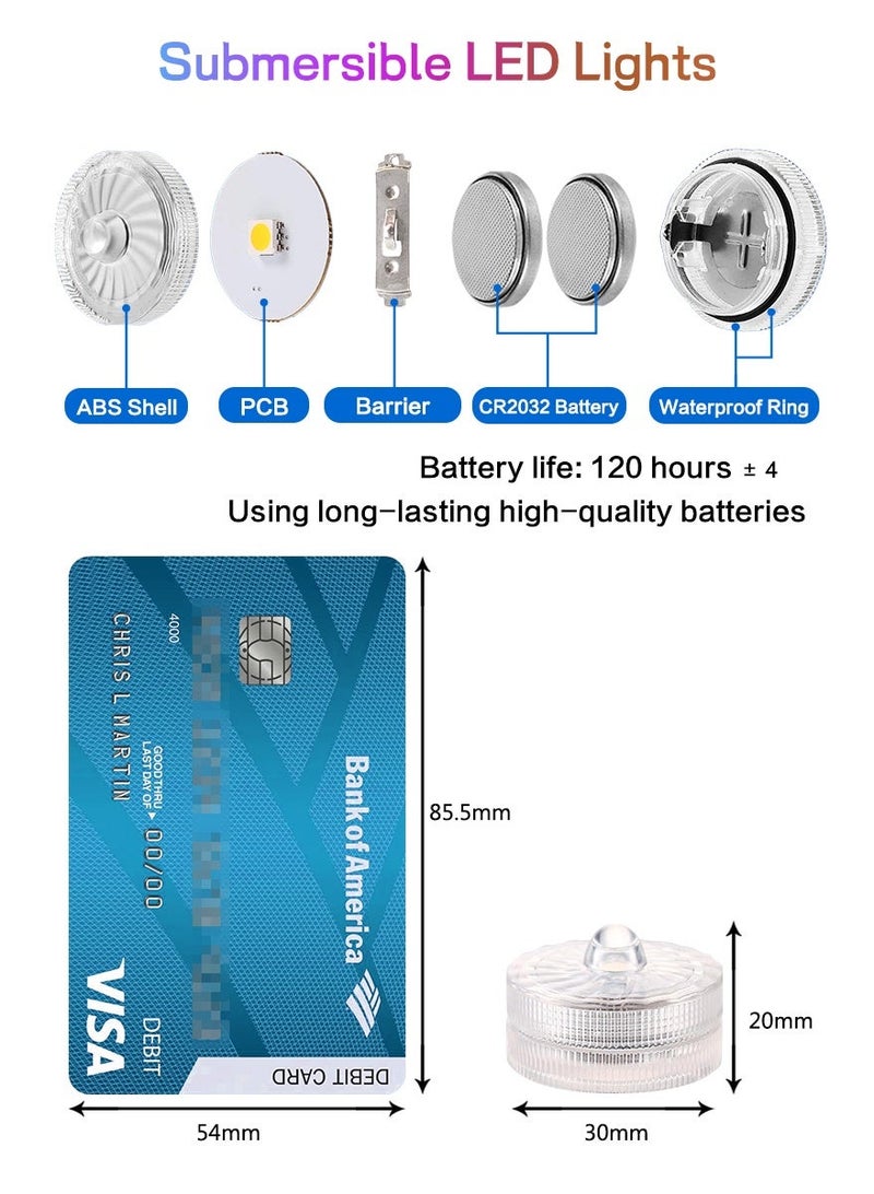 Happiness Light Mini diving LED lights, 12 pack, white light, constant light mode, environmental decoration lights, fish tank decoration, home decoration, holiday atmosphere decoration, IP68 waterproof rating (12 lights) - Image 3