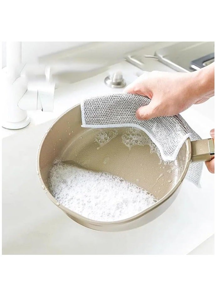 BAIYSFFG Multipurpose Wire Dishwashing Rags for Wet and Dry,Reusable Kitchen Cleaning Wire Dish Towels Dish Cloths,Lint Free Duster Cloth,Multifunctional Non-Scratch Wire Dishcloth for Kitchen (5PCS) - Image 3