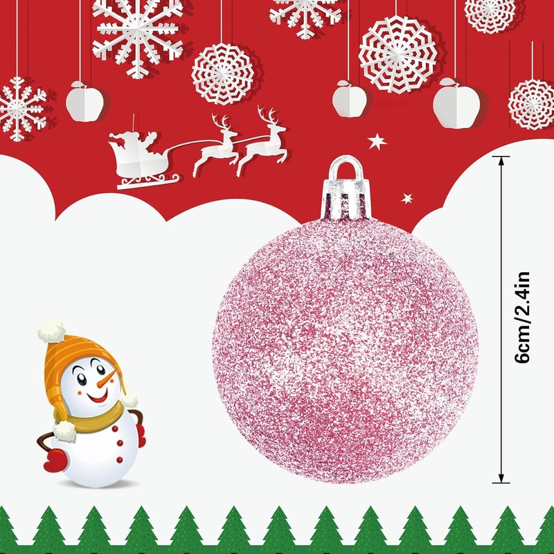 JULMELON 24PCS Large Christmas Balls Ornaments,60mm/2.4 in Shatterproof Plastic Decorative Xmas Tree Ornaments, Assorted Christmas Ball Ornaments for Wedding Mothers Day Party Decorations (Pink) - Image 3