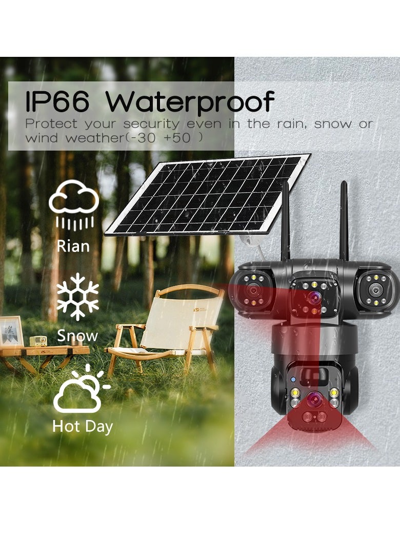Generic - Outdoor Dual Lens 4G Solar Camera, Wifi Network Wireless Solar CCTV Camera, Waterproof Home Security Monitor IP Camera, Sturdy And Durable Security Camera For Home Office, (1pc) - Image 1