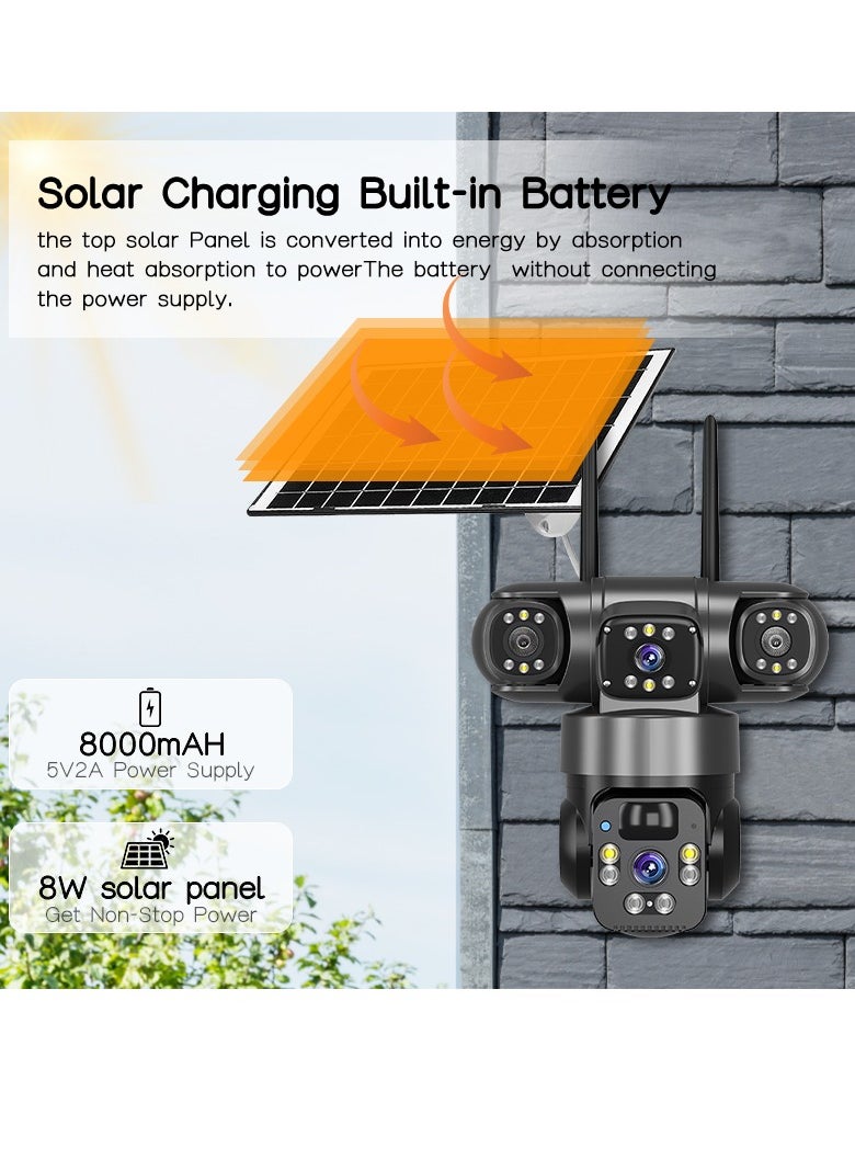 Generic - Outdoor Dual Lens 4G Solar Camera, Wifi Network Wireless Solar CCTV Camera, Waterproof Home Security Monitor IP Camera, Sturdy And Durable Security Camera For Home Office, (1pc) - Image 1