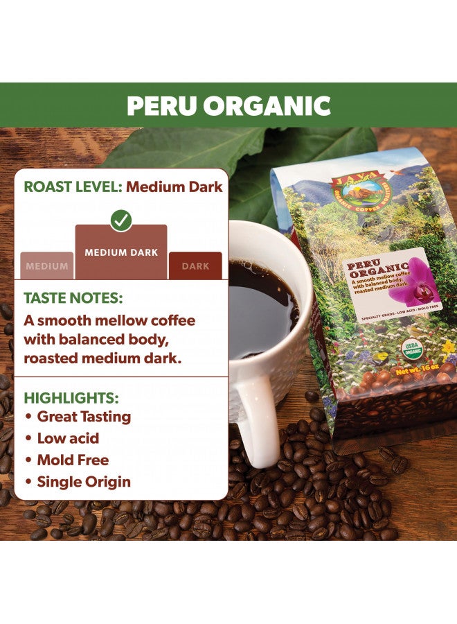 Java Planet Java Planet Organic, Peru Single Origin Medium Dark Roast, Smooth Full Flavored Organic Coffee Beans, Low Acid, Whole Bean Coffee, Smithsonian Bird Friendly Two 1LB Bags  - Image 2