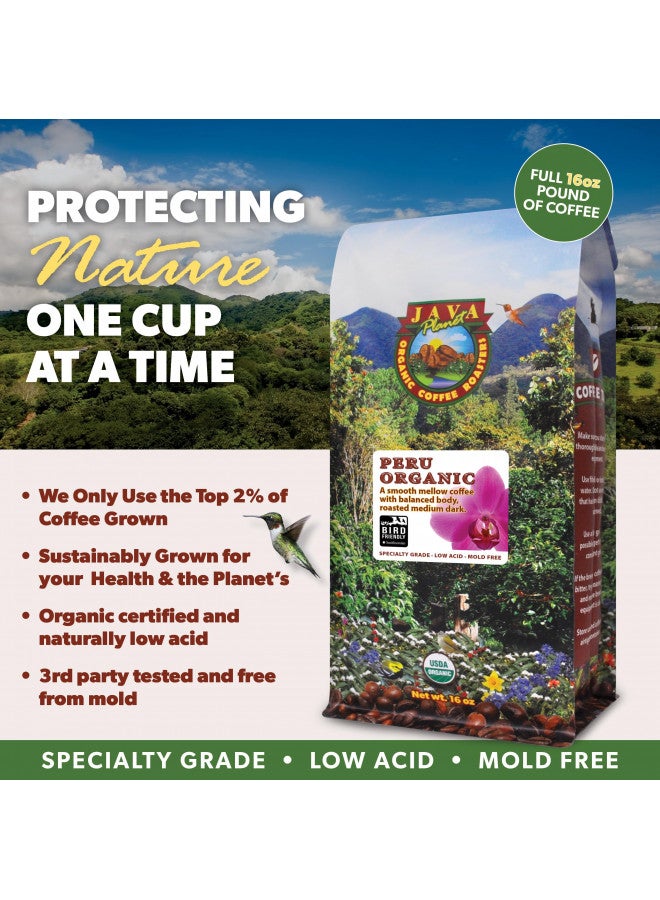 Java Planet Java Planet Organic, Peru Single Origin Medium Dark Roast, Smooth Full Flavored Organic Coffee Beans, Low Acid, Whole Bean Coffee, Smithsonian Bird Friendly Two 1LB Bags  - Image 4
