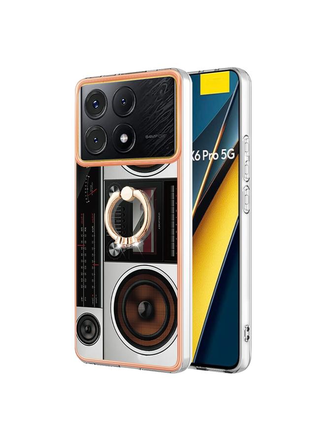 Case For Xiaomi Poco X6 Pro / Redmi K70E Electroplating Dual-side IMD Phone Case with Ring Holder