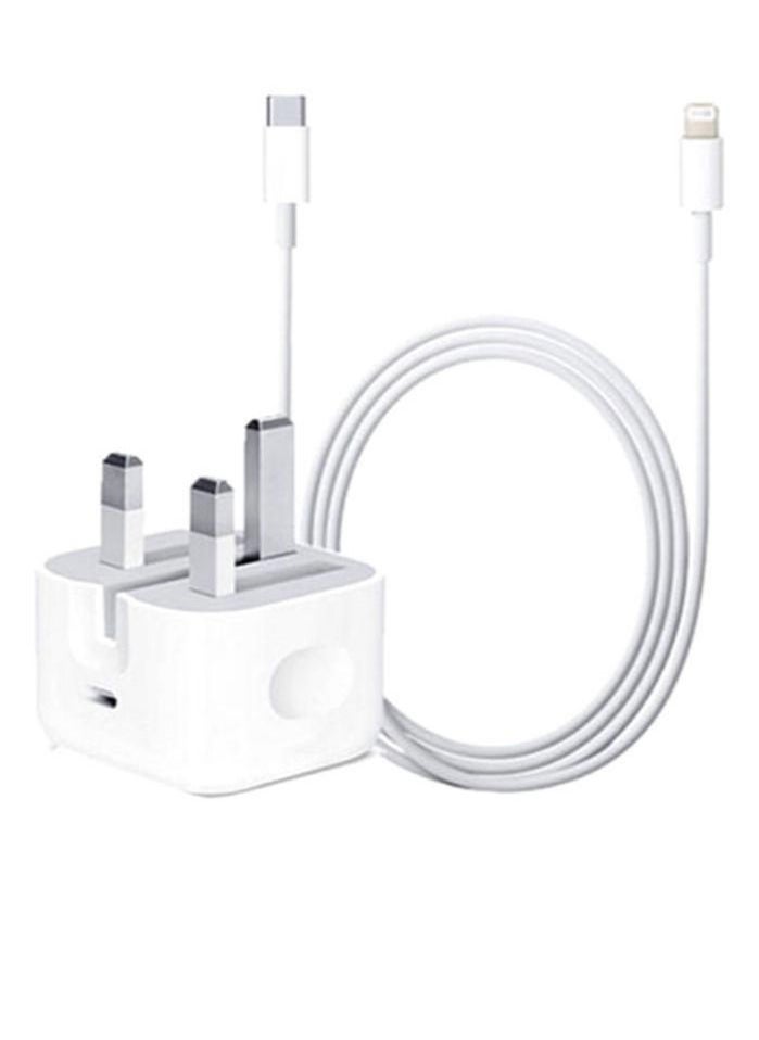 Generic USB-C Wall Charger With Type-C To Lightning Cable 20w White  - Image 1