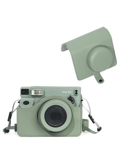 General Fujifilm Instax Wide 400 Protective Case Instant Film Camera - Full cover with buckle, retro camera bag with strap, synthetic leather sage green  - Image 1