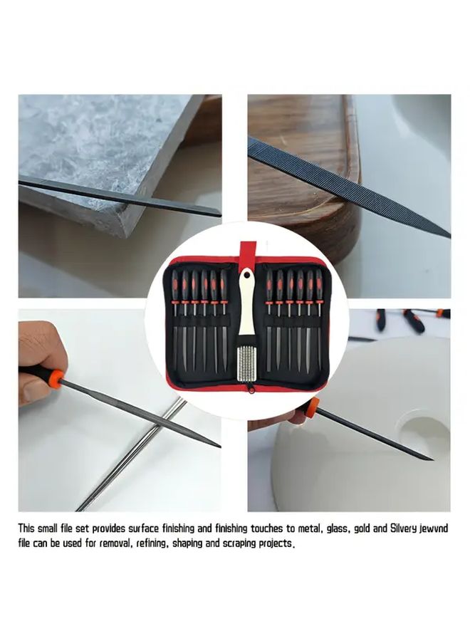 Red 13pcs Premium Needle File Set for Wood Metal Plastic Sharpening Smoothing Shaping DIY - Image 5