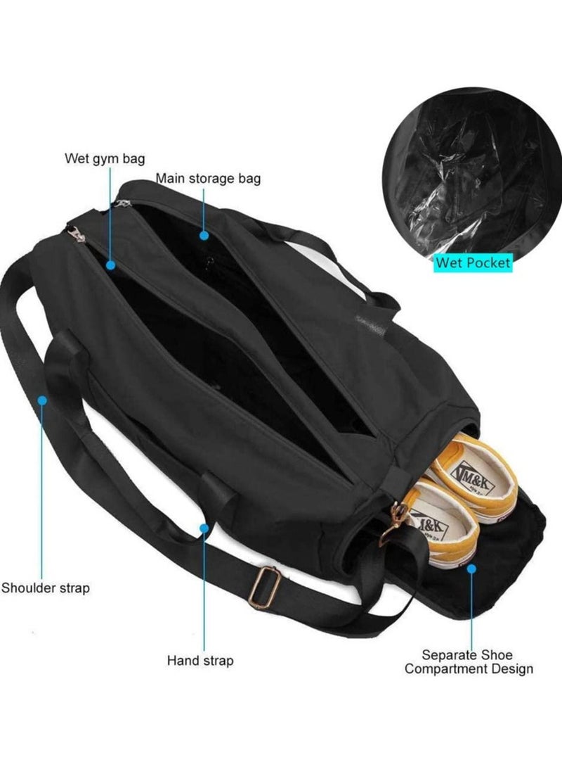 Arabest Gym Bag Dry Wet Separated, Waterproof Sport Duffle Bag with Shoes Compartment for Sport, Yoga, Travel, Fitness, Overnight Weekend with Shoulder Strap (Black)  - Image 2