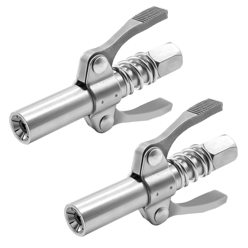 COMVIEE Grease Gun Coupler Double Handle Quick Lock Release Grease Tips Ends Couplers Rated 10000 PSI Compatible with All Grease Guns 18 NPT Fittings 2PCS