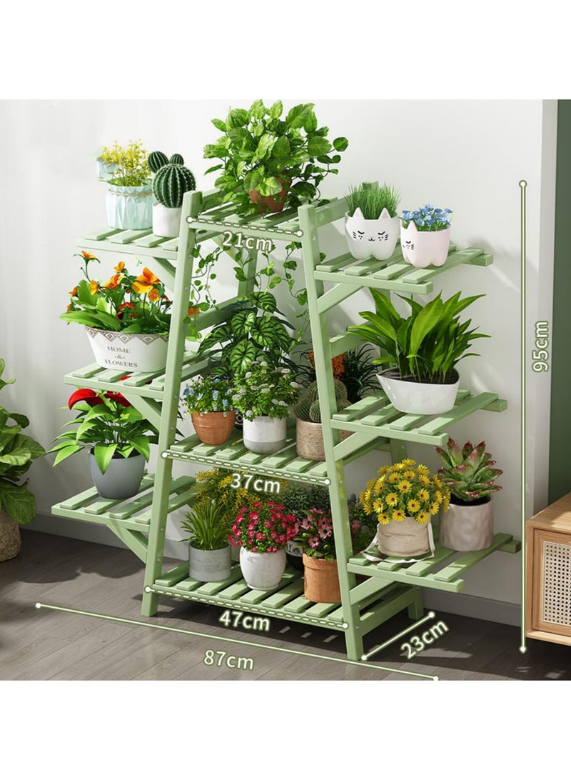 Arabest حامل نباتات داخلي رف نباتات خارجي، رف نباتات خشبي لعدة نباتات 9 طبقات حامل أصص نباتات حامل زهور للحديقة الشرفة غرفة المعيشة (أخضر فاصولياء - 9 طبقات) - Image 3
