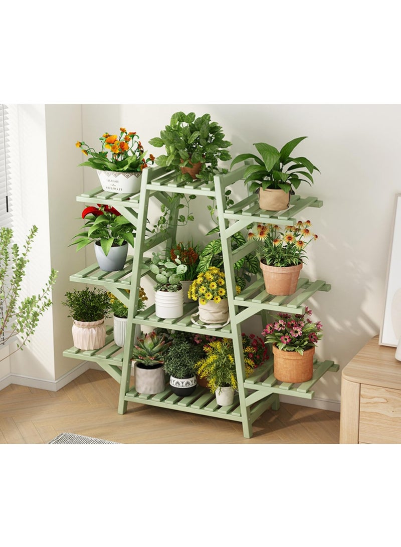Arabest حامل نباتات داخلي رف نباتات خارجي، رف نباتات خشبي لعدة نباتات 9 طبقات حامل أصص نباتات حامل زهور للحديقة الشرفة غرفة المعيشة (أخضر فاصولياء - 9 طبقات) - Image 4