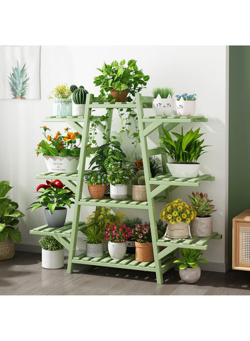 Arabest حامل نباتات داخلي رف نباتات خارجي، رف نباتات خشبي لعدة نباتات 9 طبقات حامل أصص نباتات حامل زهور للحديقة الشرفة غرفة المعيشة (أخضر فاصولياء - 9 طبقات) - Image 1