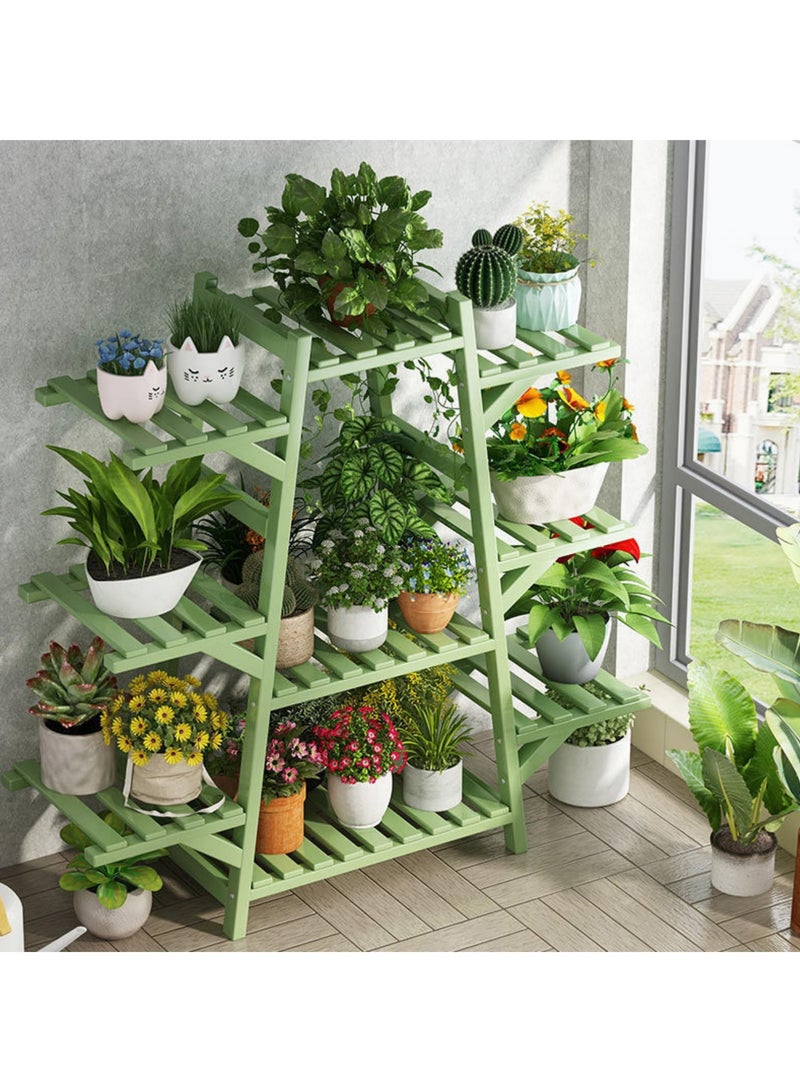 Arabest حامل نباتات داخلي رف نباتات خارجي، رف نباتات خشبي لعدة نباتات 9 طبقات حامل أصص نباتات حامل زهور للحديقة الشرفة غرفة المعيشة (أخضر فاصولياء - 9 طبقات) - Image 5