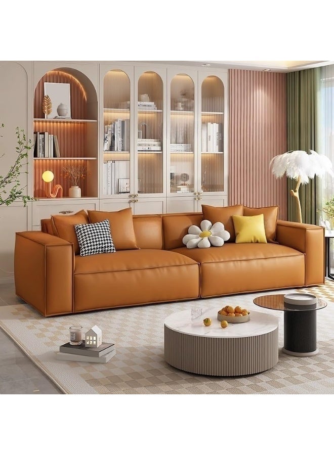 Zayn comforts Modern Full Grain Cow Leather Sofa With Standard Design In Solid Color 248.92 X 93.98 X 71.12 Cm Sky Blue - Image 2