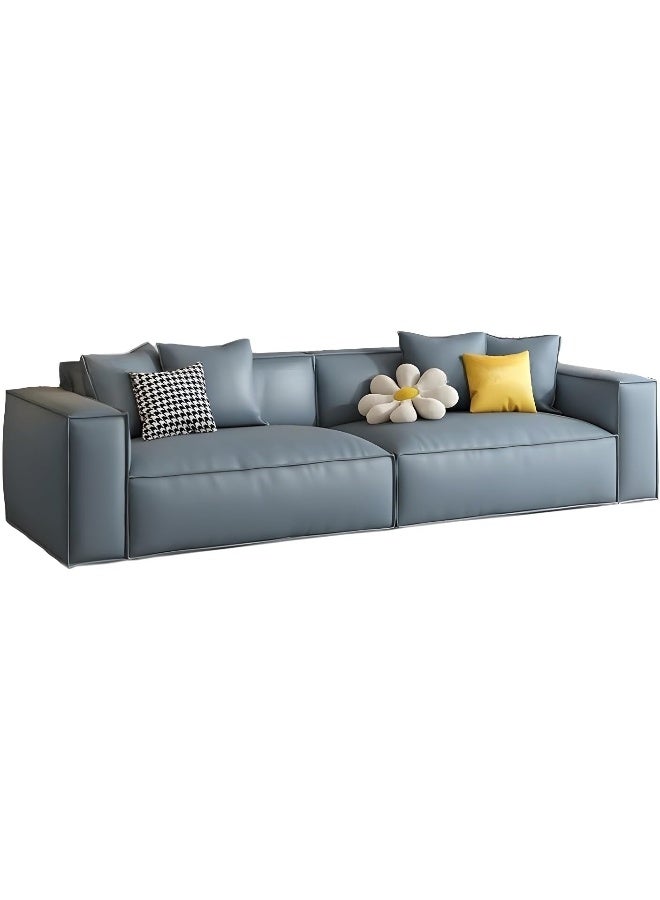 Zayn comforts Modern Full Grain Cow Leather Sofa With Standard Design In Solid Color 248.92 X 93.98 X 71.12 Cm Sky Blue - Image 1