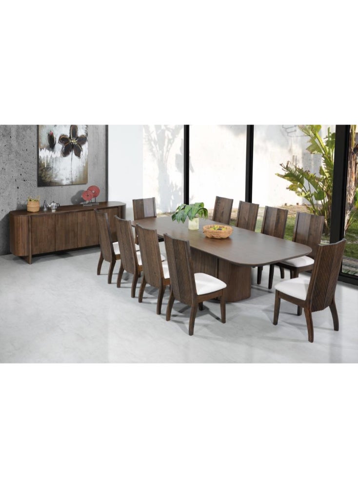 Miro Imperial Dining Table with 8 Chairs, Rectangular Wood 240x120x76 cm – Modern Design with Harmonious Chairs for 8 People