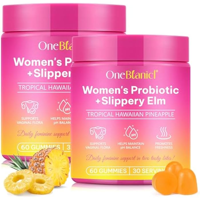 Akeeronn Feminine Probiotics Gummies 2PCS, Vaginal Probiotics for Women Gummies with Slippery Elm,Feminine Balance pH for Healthy Odor,Improve Immune,Support Vaginal Health,Natural Pineapple Flavor,60 Count - Image 1