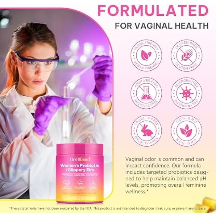 Akeeronn Feminine Probiotics Gummies 2PCS, Vaginal Probiotics for Women Gummies with Slippery Elm,Feminine Balance pH for Healthy Odor,Improve Immune,Support Vaginal Health,Natural Pineapple Flavor,60 Count - Image 2