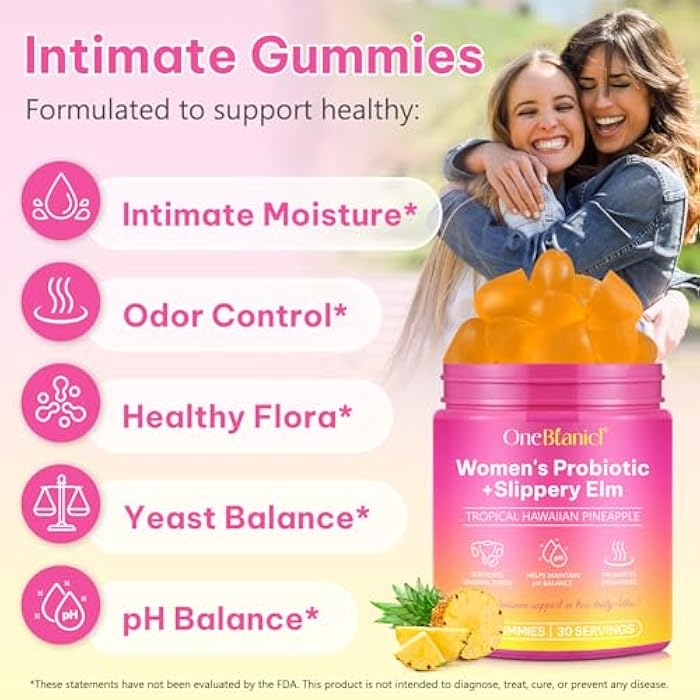 Akeeronn Feminine Probiotics Gummies 2PCS, Vaginal Probiotics for Women Gummies with Slippery Elm,Feminine Balance pH for Healthy Odor,Improve Immune,Support Vaginal Health,Natural Pineapple Flavor,60 Count - Image 5