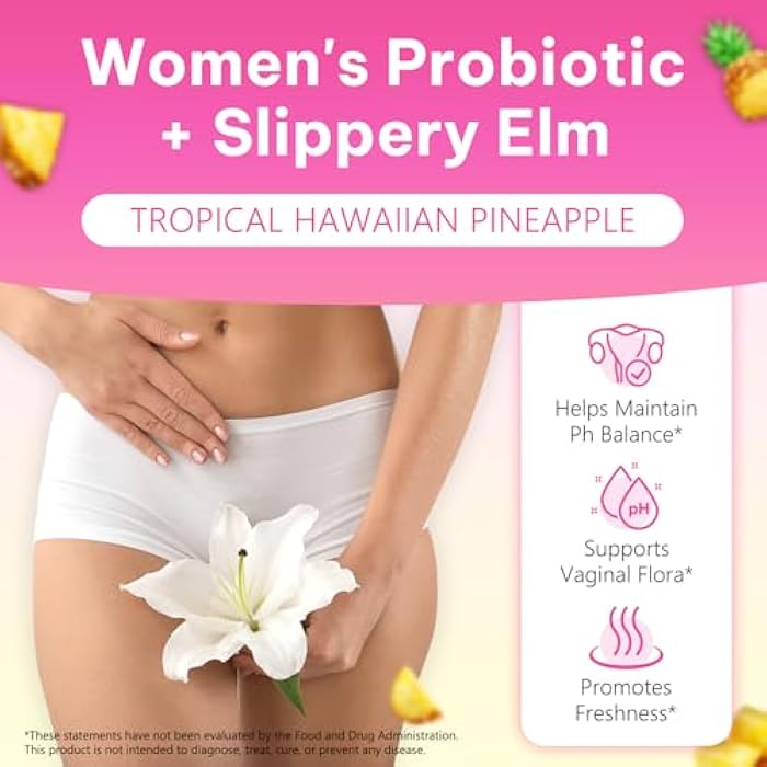 Akeeronn Feminine Probiotics Gummies 2PCS, Vaginal Probiotics for Women Gummies with Slippery Elm,Feminine Balance pH for Healthy Odor,Improve Immune,Support Vaginal Health,Natural Pineapple Flavor,60 Count - Image 3