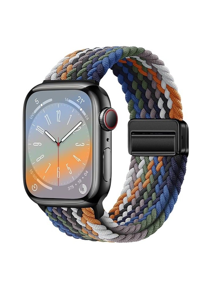 Sport Solo Loop For Apple Watch Band Ultra 49mm 45mm 44mm 42mm for Women Men,Adjustable Magnetic Stretchy Nylon Braided Wristband for iWatch Ultra 2 SE Series 10 9 8 7 6 5 4 3 2 1 - Image 1