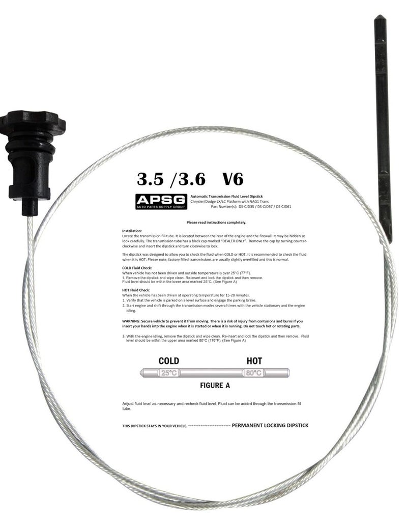 APSG V6 3.5/3.6 Automatic Transmission Dipstick - Permanent Locking for Chrysler 300, Challenger, Charger, Magnum - Image 1