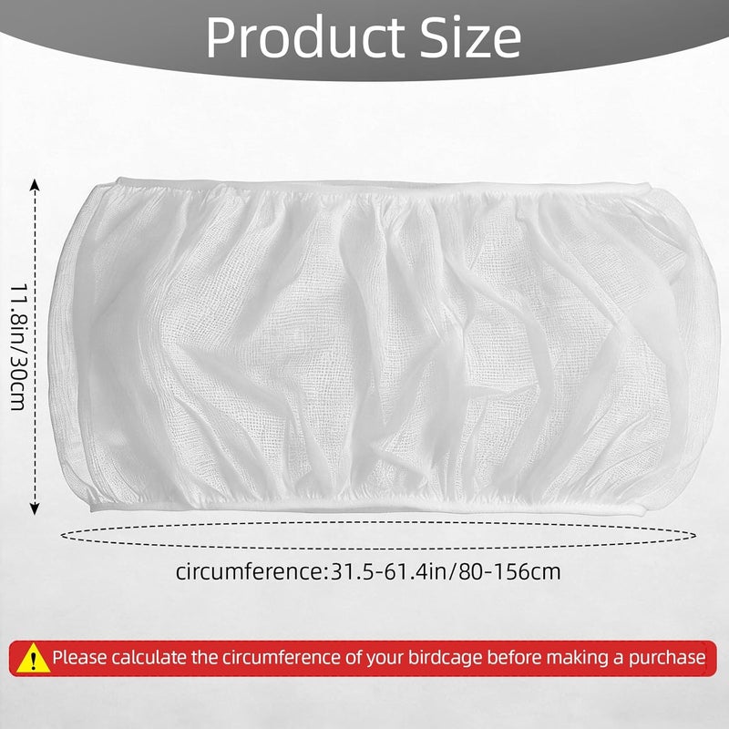 Quadafy Bird Cage Seed Catcher Guard, Adjustable Stretchy Net Cover for Parrot Enclosures, Bird Cage Skirt Netting, Seed Catcher for Protective Shield for Parrot Enclosures (White) - Image 2