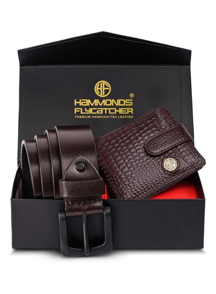 HAMMONDS FLYCATCHER Gift for Men Combo - Genuine Leather Wallet and Belt Combo for Men - Leather Belt for Men - Birthday Special & Unique Gift Ideas for Husband, Boyfriend, Father - Image 1