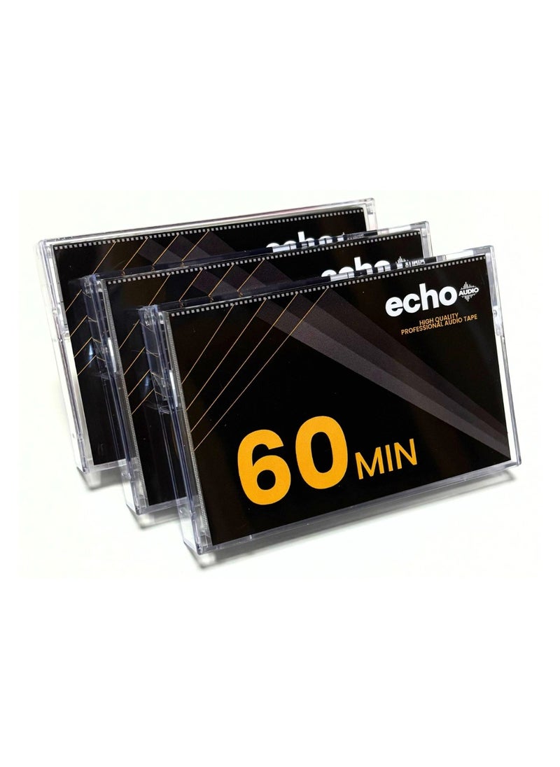 echo AUDIO Echo Audio 60 Minute Blank Audio Cassette | Pack Of 3 | High Quality Professional Audio Tape Recorder Playback and Recording  - Image 1