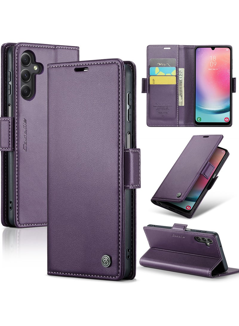 حافظة لهاتف سامسونج جالاكسي ايه 24 4 جي ، حافظة جلدية مغناطيسية مع حافظة لهاتف سامسونج جالاكسي ايهجي - Image 1