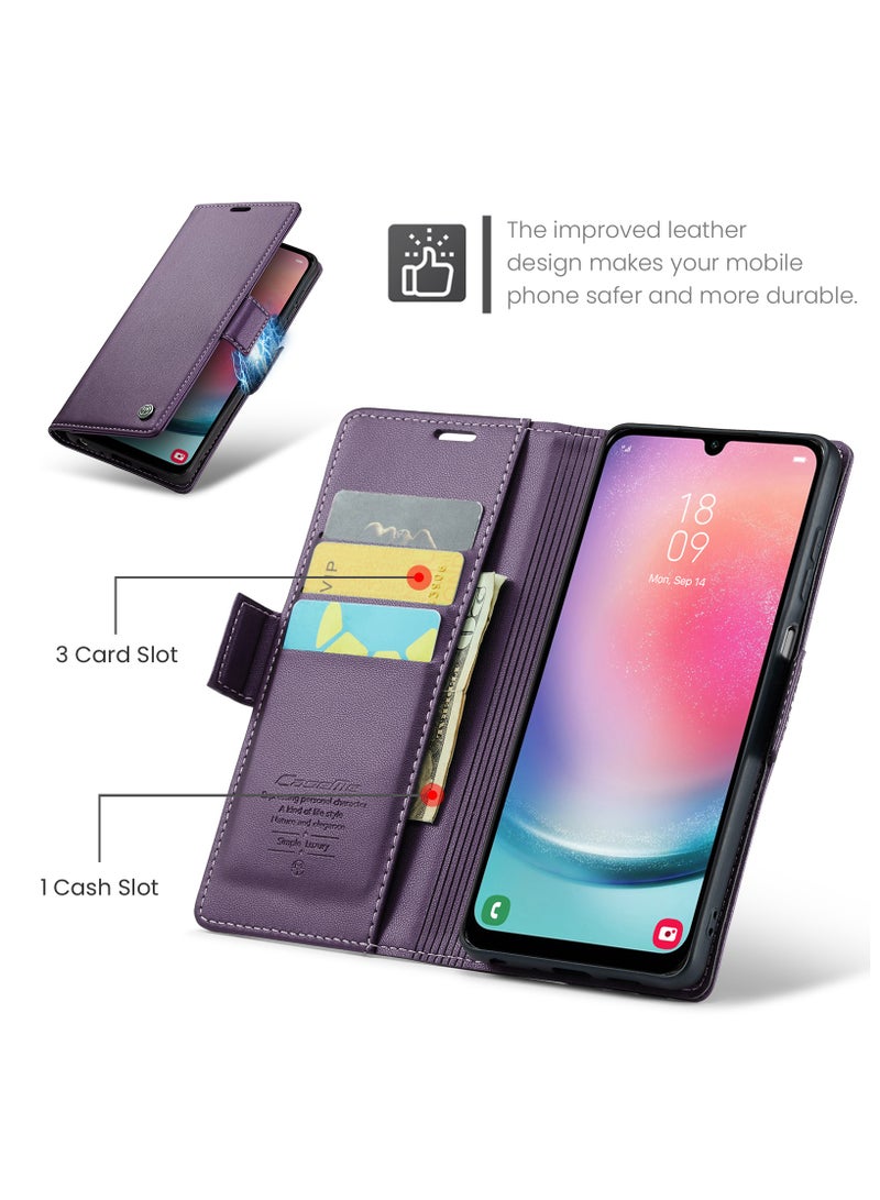 حافظة لهاتف سامسونج جالاكسي ايه 24 4 جي ، حافظة جلدية مغناطيسية مع حافظة لهاتف سامسونج جالاكسي ايهجي - Image 2