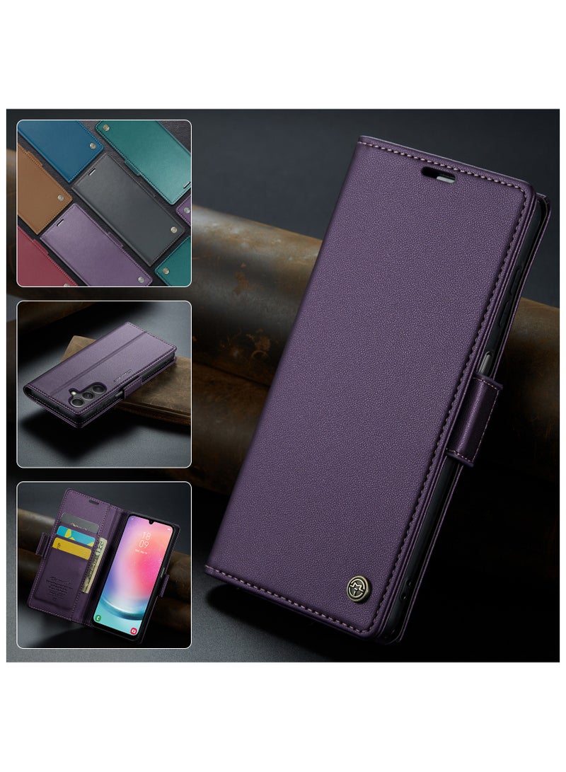 حافظة لهاتف سامسونج جالاكسي ايه 24 4 جي ، حافظة جلدية مغناطيسية مع حافظة لهاتف سامسونج جالاكسي ايهجي - Image 4