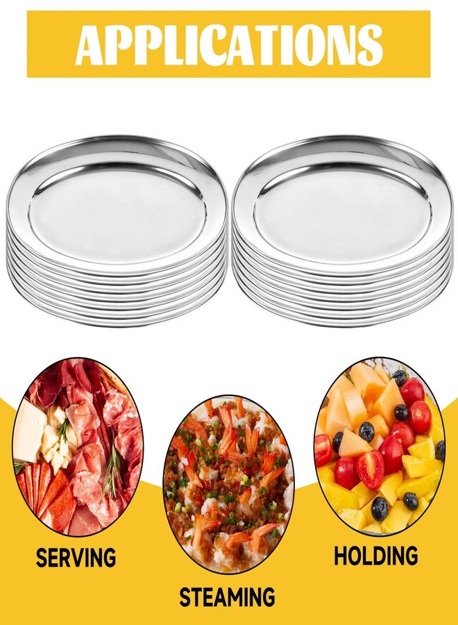 AKOLAFE 12PCS Sizzle Platter for Serving Food Small Serving Trays for Party Buffet Oval Serving Platter Set Silver Tray Decorative Metal Trays Stainless Steel Tray Long Sizzler Plates for Sushi Snack - Image 3