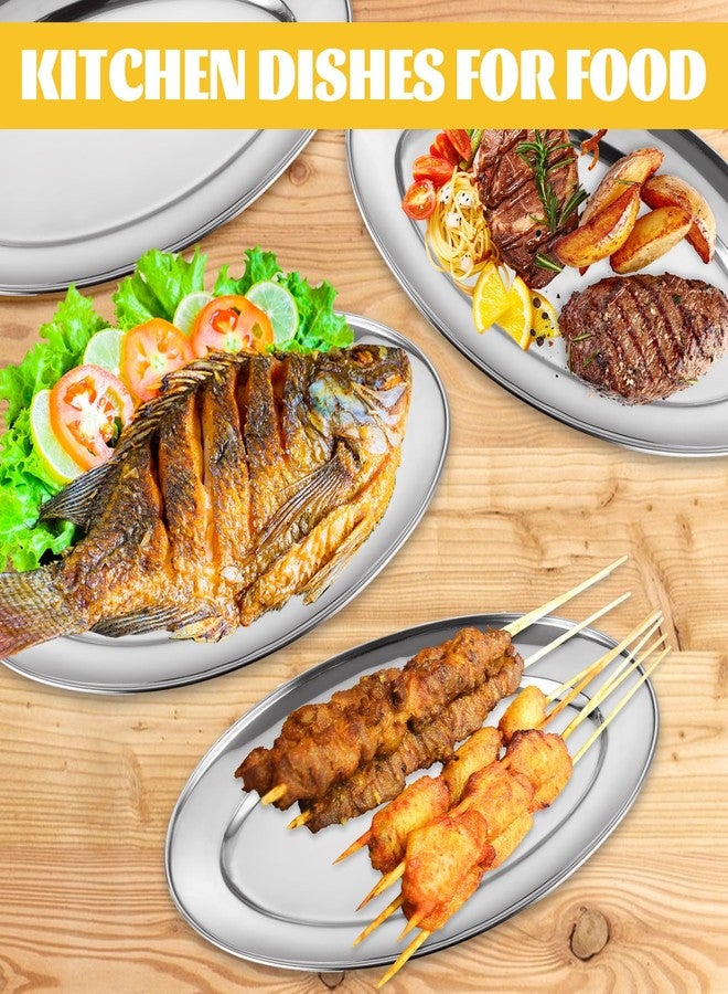 AKOLAFE 12PCS Sizzle Platter for Serving Food Small Serving Trays for Party Buffet Oval Serving Platter Set Silver Tray Decorative Metal Trays Stainless Steel Tray Long Sizzler Plates for Sushi Snack - Image 5