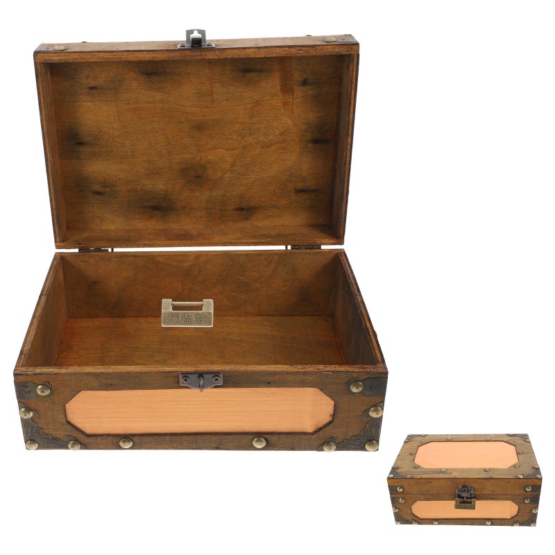 Antique Treasure Chest with Lock Vintage Style Keepsake Storage Box for Jewelry Decorative Wood Box for Home Decor Small Pirate Treasure Chest for Kids - Image 1