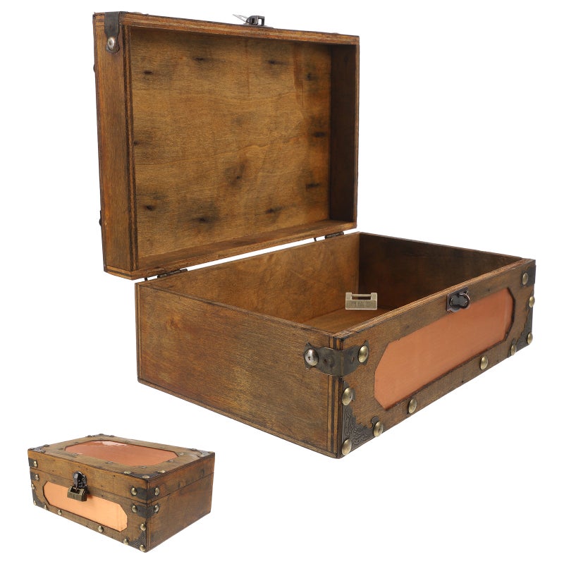 Antique Treasure Chest with Lock Vintage Style Keepsake Storage Box for Jewelry Decorative Wood Box for Home Decor Small Pirate Treasure Chest for Kids - Image 5