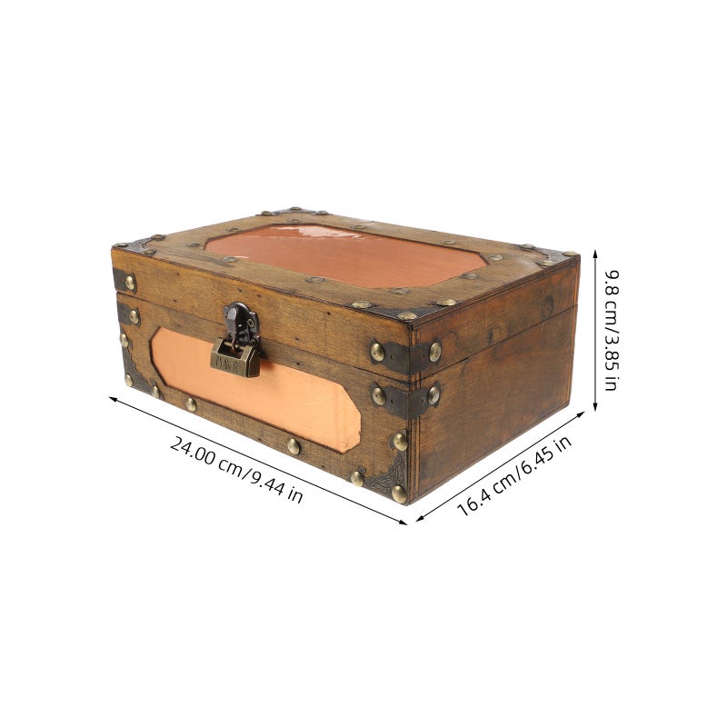 Antique Treasure Chest with Lock Vintage Style Keepsake Storage Box for Jewelry Decorative Wood Box for Home Decor Small Pirate Treasure Chest for Kids - Image 3