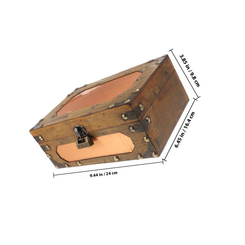 Antique Treasure Chest with Lock Vintage Style Keepsake Storage Box for Jewelry Decorative Wood Box for Home Decor Small Pirate Treasure Chest for Kids - Image 2