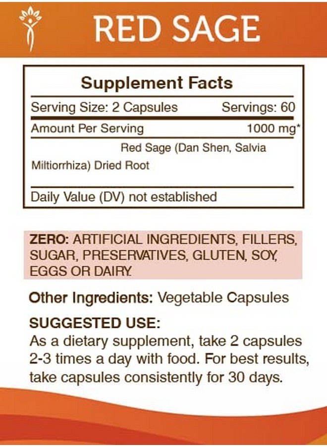 Secrets of the Tribe Red Sage 120 Capsules 1000 Mg Red Sage (Dan Shen Salvia Miltiorrhiza) Dried Root (120 Capsules) - Image 5
