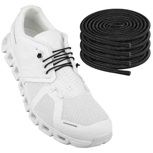 Endoto 2 Pairs Elastic Shoelaces for ON Cloud 5 & 6 No Tie Replacements Shoes Laces Stretchy Bungee Running Training(Color:Black,Size:24Inch) - Image 2