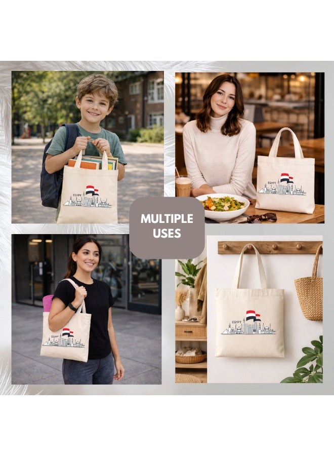 PRINTSHOP4ME Celebrate Egypt's National Day And Independence Day With This Canvas Tote Bag-Gift For Any Egyptian-Great Gift And Travel Companion-Perfect For Shopping And Everyday Use - Image 4