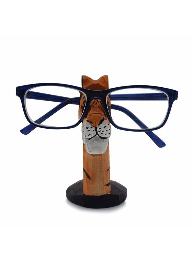 VIPbuy Funny Glasses Holder Wooden Hand Carved Glasses Stand Animal Shape Sunglasses Holder and Glasses Rack Glasses Storage Gift for Kids Desk Home Office Decoration (Tiger) - Image 3