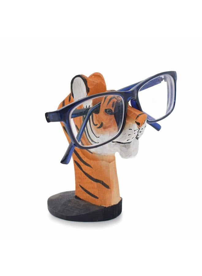 VIPbuy Funny Glasses Holder Wooden Hand Carved Glasses Stand Animal Shape Sunglasses Holder and Glasses Rack Glasses Storage Gift for Kids Desk Home Office Decoration (Tiger) - Image 2