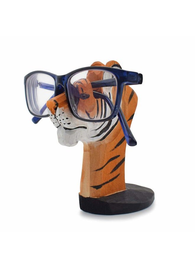 VIPbuy Funny Glasses Holder Wooden Hand Carved Glasses Stand Animal Shape Sunglasses Holder and Glasses Rack Glasses Storage Gift for Kids Desk Home Office Decoration (Tiger) - Image 1