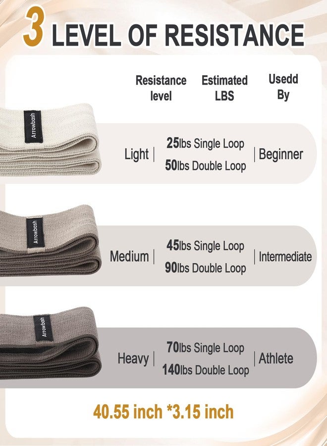 Arrowbash 40" Long Fabric Resistance Band for Working Out Women Men Non-Slip Exercise Stretch Band with Bag for Stretching Exercise, Yoga, Home Fitness(Medium Brown) - Image 2