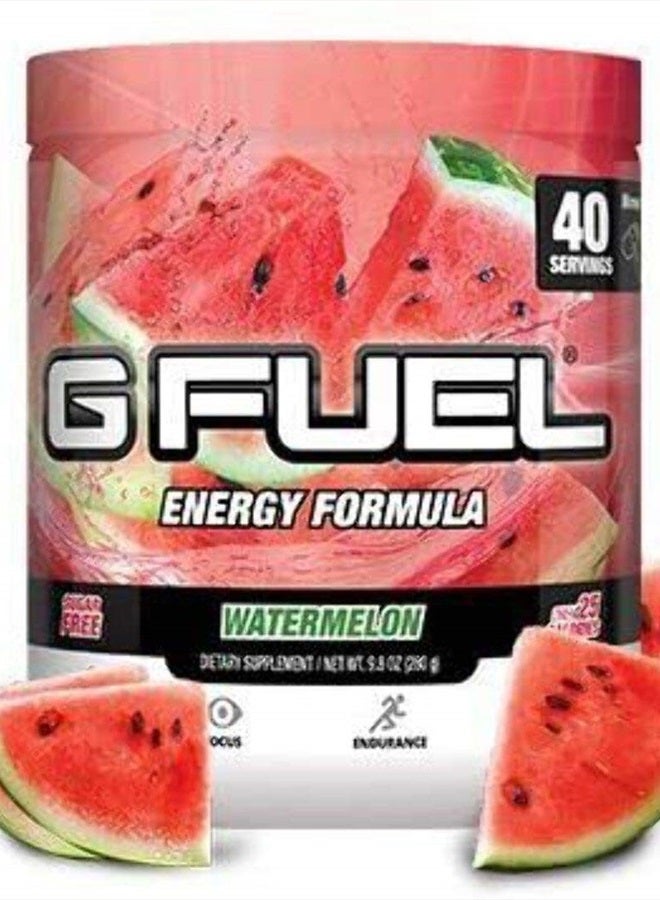 G Fuel مسحوق طاقة البطيخ، خالٍ من السكر، مكمل غذائي مركّز بالكافيين النظيف، مزيج من الماء، أمينو مركّز، مزيج من الفيتامينات ومضادات الأكسدة، 9.8 أونصة (40 وجبة) - Image 1