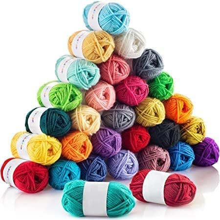 ZUBSHA Wool Balls Random Colors Perfect for Mini Knitting and Crochet Project Hand Knitting Art Craft Soft Fingering Crochet Hook Yarn Needle Knitting Thread Pack of 12
