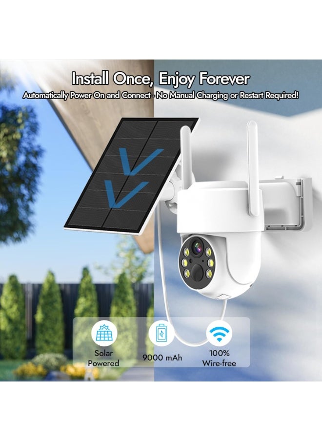 KASTWAVE Outdoor Home Security Cameras, 2K HD Color Night Vision, Solar Camera with PIR Detection, Pan Tilt, 4X Zoom, 2.4GHz Wi-Fi, IP66 Waterproof, Spotlight/Siren, SD/Cloud Storage  - Image 2