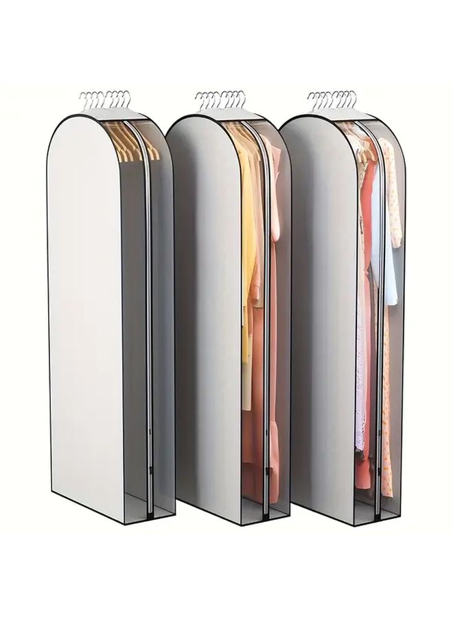 3 Pack Gray 39 76 Inch Transparent Side Zippered Garment Bags For Suits Coats And Shirts - Image 5