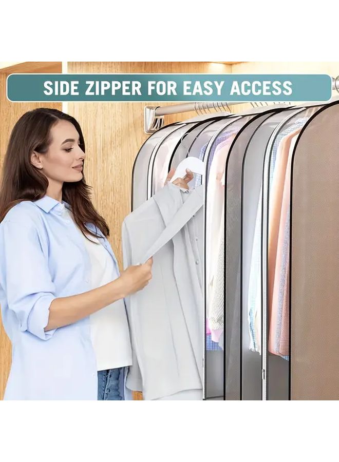3 Pack Gray 39 76 Inch Transparent Side Zippered Garment Bags For Suits Coats And Shirts - Image 2